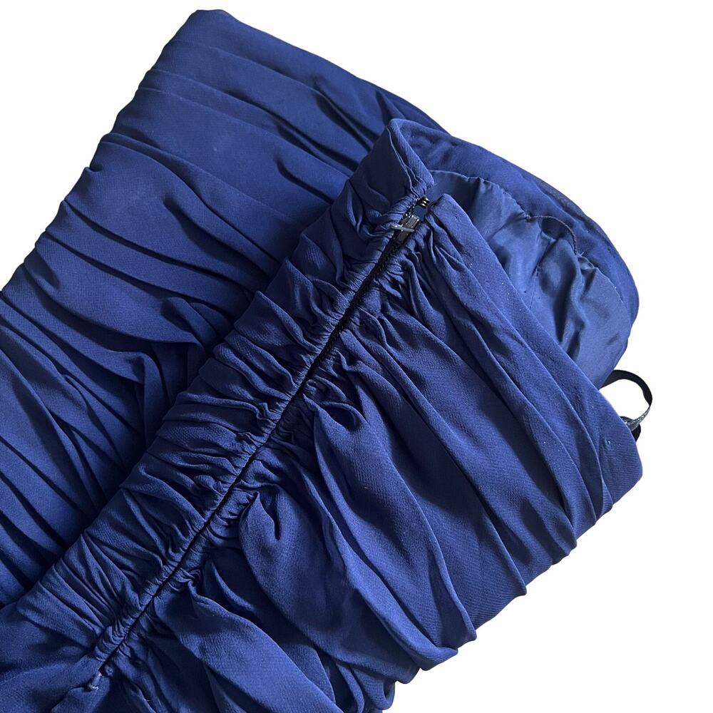 Vintage John Anthony Dress XS/SM Blue Silk Pleated Strapless Mini Formal Event - Picture 4 of 7